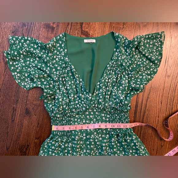 Max Studio- Green Floral Midi Dress flowy lightweight spring M? SIZE TAG MISSING - Picture 8 of 16
